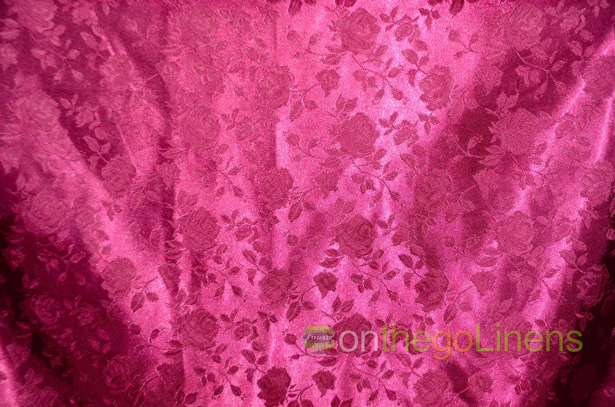 Floral Jacquard Satin Fabric by the Yard | Isabella Floral Jacquard | 60 Wide | Rose Jacquard Satin Fabric |