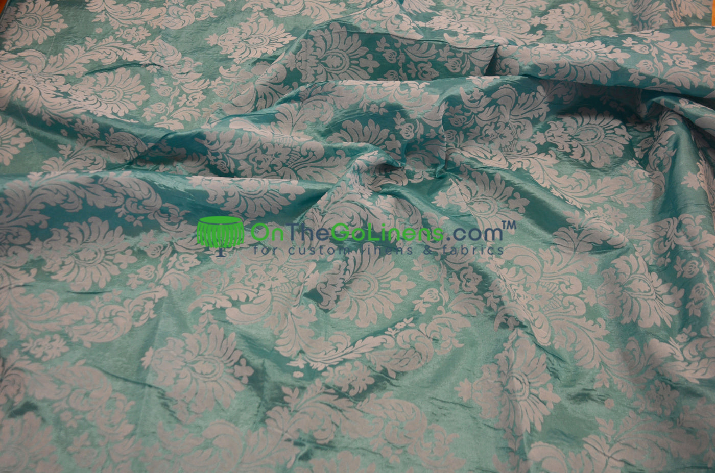 Damask Flocking Taffeta Fabric by the Yard | Flocking Velvet Damask Fabric | 60" wide |