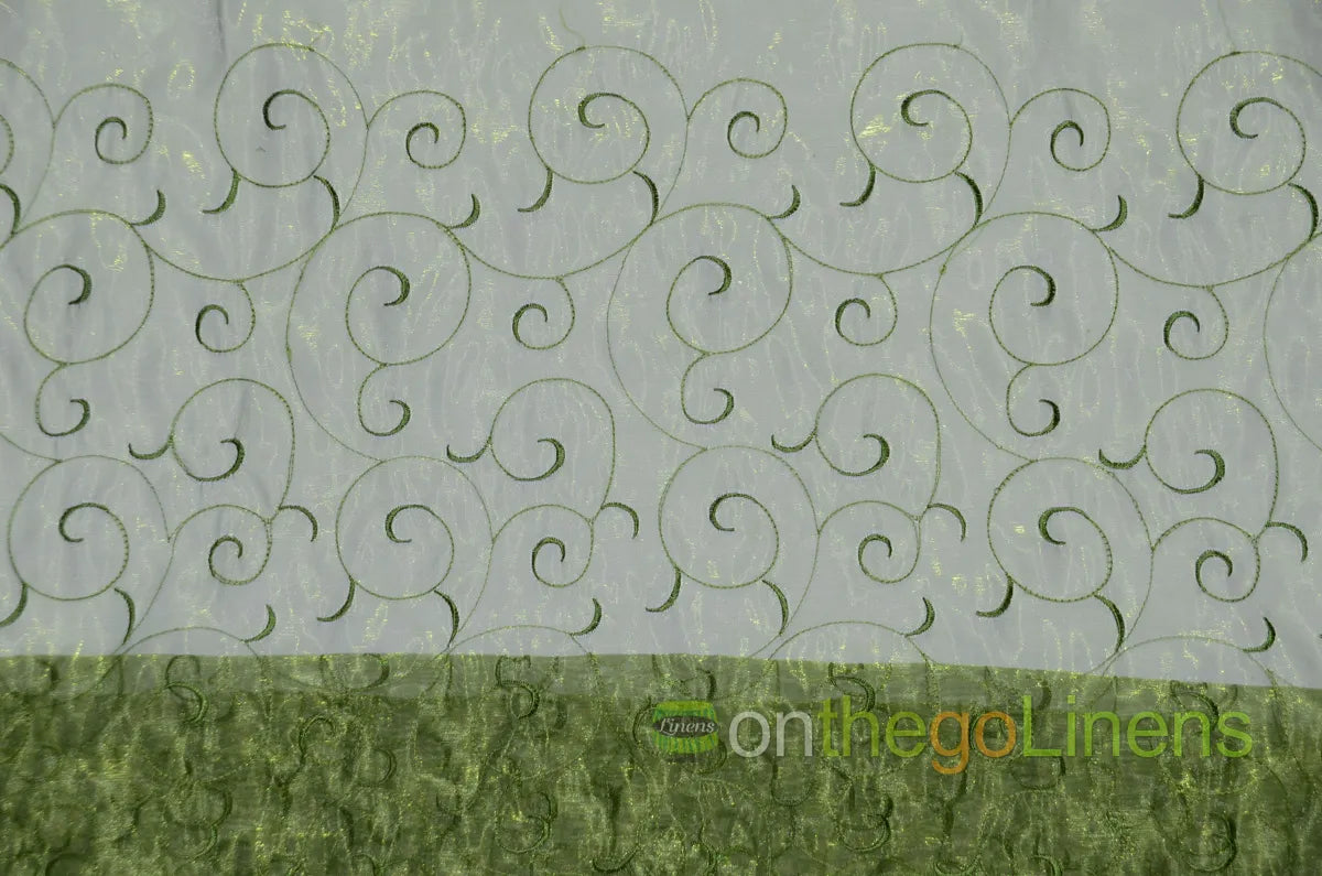Olive Swirl Organza