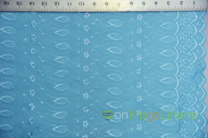 Polyester Cotton Eyelet Embroidery with Double Sided Borders Fabric by the Yard