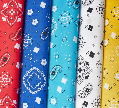 Bandana Cotton Fabric by the Yard | Bandanna Fabrics | 60" Wide |