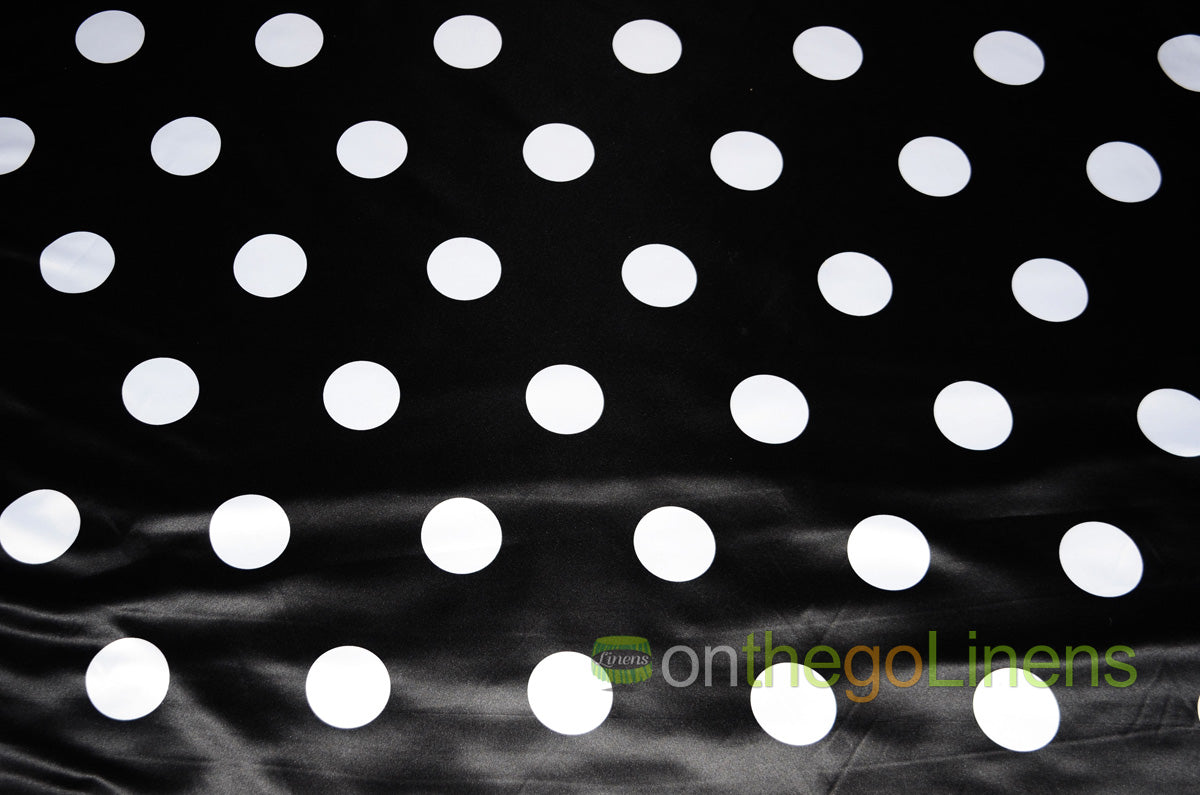 Polka Dot Lamour Satin Print Fabric by the Yard | Polka Dot Satin Fabric | 60" Wide | White Black |