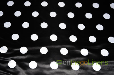 Polka Dot Lamour Satin Print Table Runners | Polka Dot Satin Table Runner | 60" Wide | White Black |