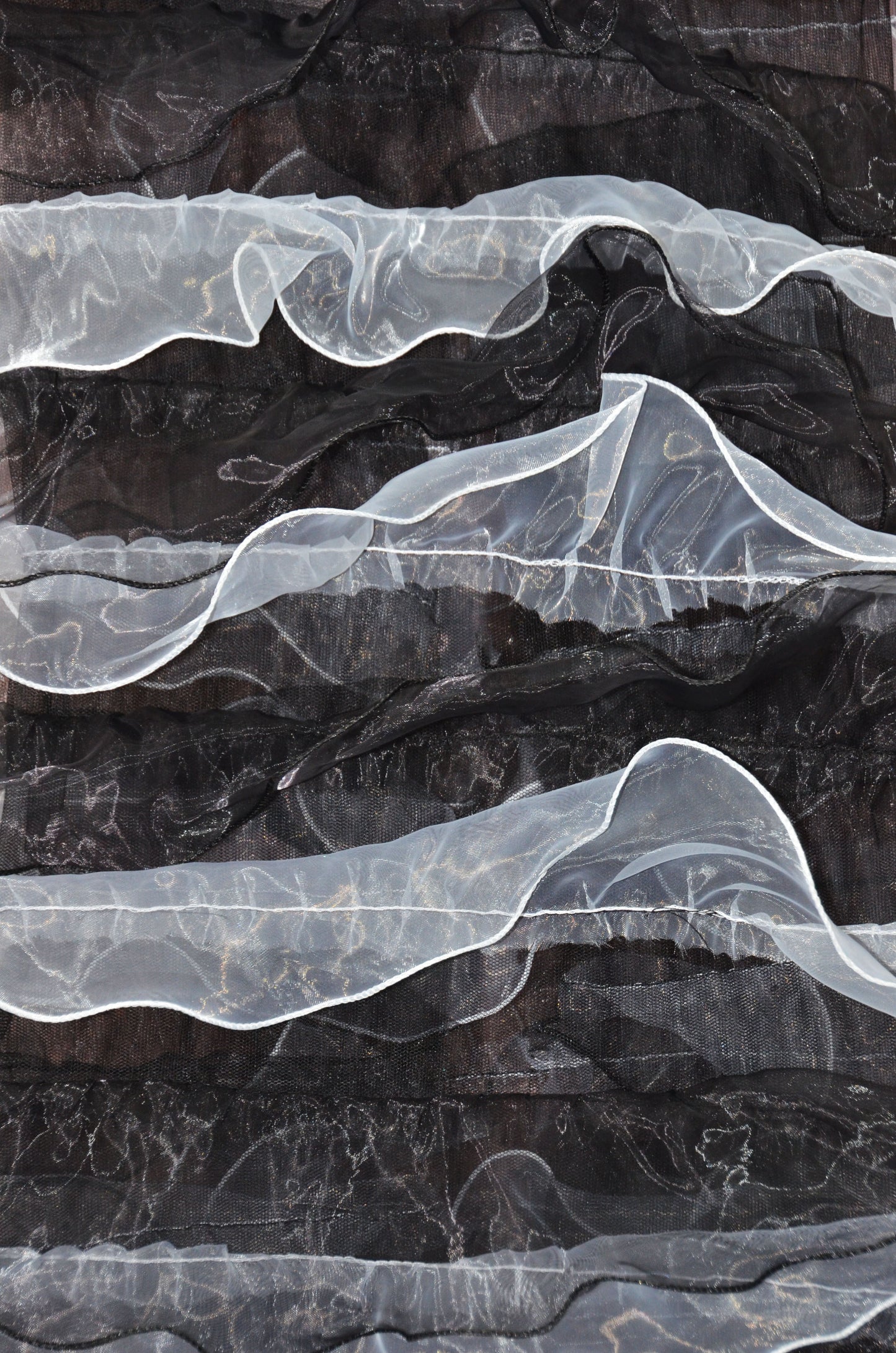 Layered Ruffle Mesh Fabric by the Yard | Organza Ruffled Mesh Fabric | 57" Wide |