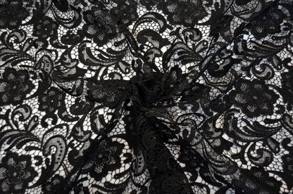Guipure Lace Fabric by the Yard | Heavy Bridal Lace Fabric with Scallop Edges | 52" Wide | Multiple Colors |