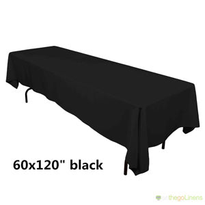 60" x 120" Banquet Polyester Tablecloth | White Ivory Black | Econoline Ready to Ship |