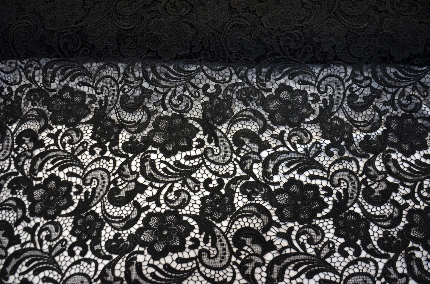 Guipure Lace Fabric by the Yard | Heavy Bridal Lace Fabric with Scallop Edges | 52" Wide | Multiple Colors |