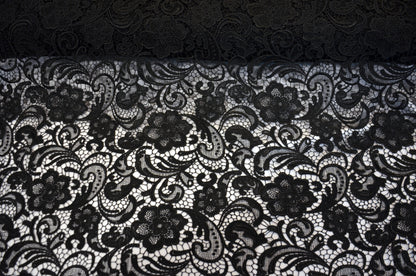 Guipure Lace Fabric by the Yard | Heavy Bridal Lace Fabric with Scallop Edges | 52" Wide | Multiple Colors |