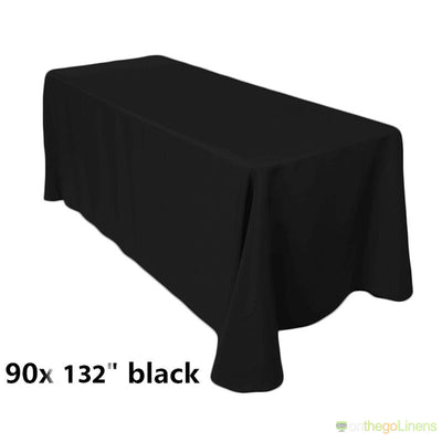 90" x 132" Polyester Table Drapes | 6ft Tablecloth | White Ivory Black | Econoline Ready to Ship |