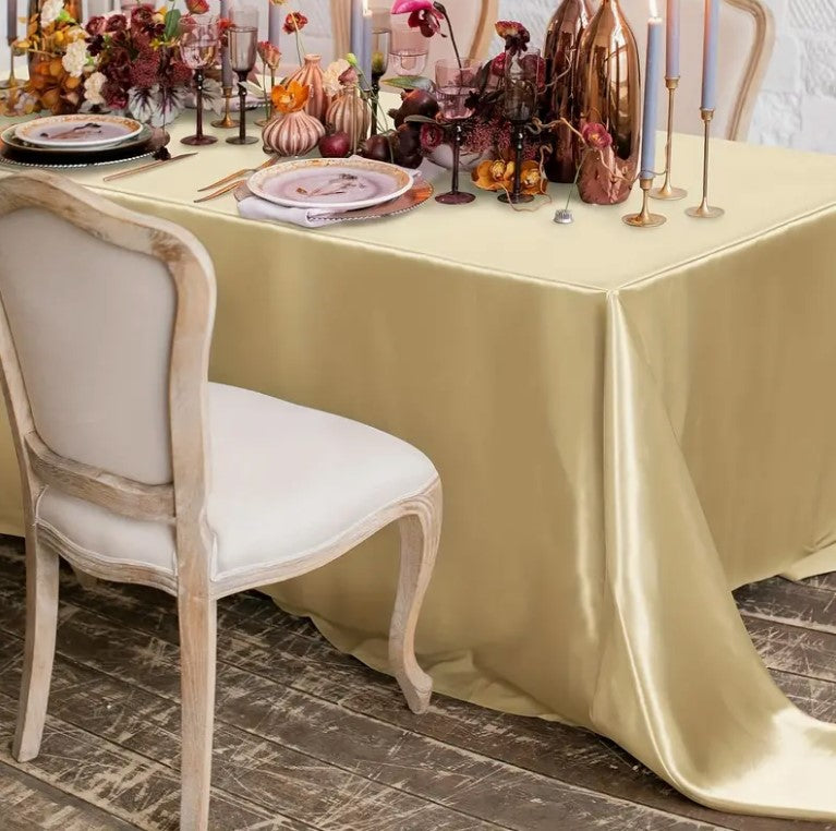 Bridal Satin Tablecloth, Overlays, Table Drapes and Banquets | Multiple Colors |