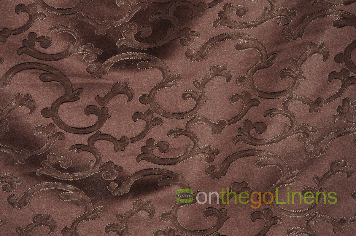 Scarlet Brocade Fabric by the Yard | Damask Brocade Fabric | 60 Wide | White Ivory Brown |