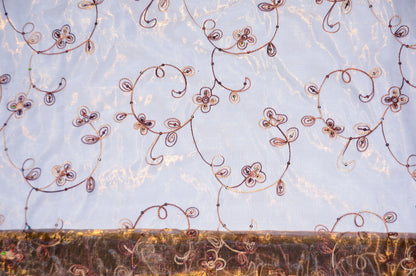 Dahlia Organza Embroidery Fabric by the Yard | 54" Wide | Multiple Colors |
