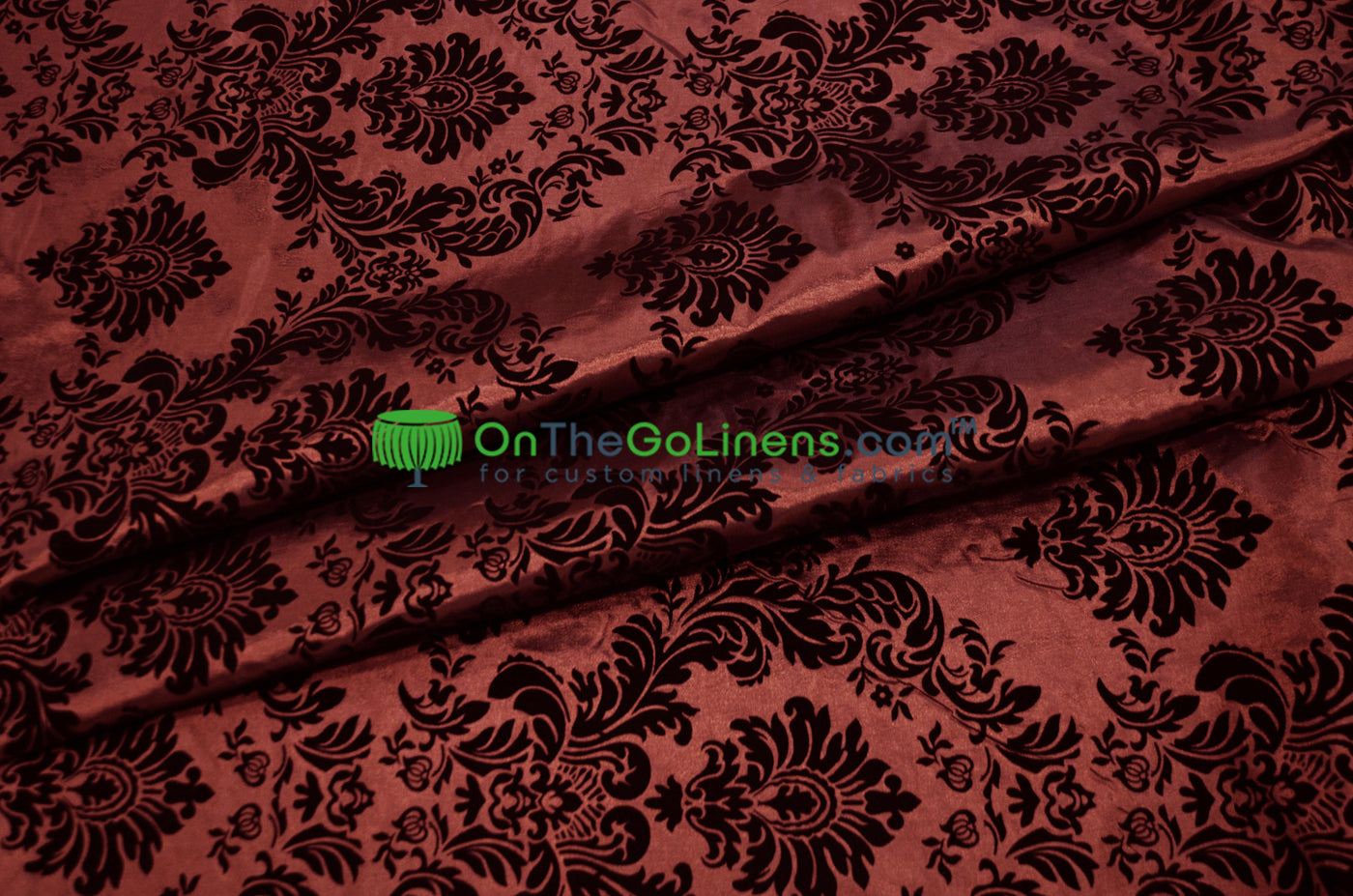 Damask Flocking Taffeta Fabric by the Yard | Flocking Velvet Damask Fabric | 60" wide |
