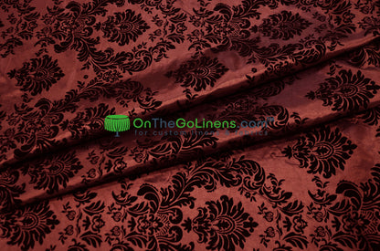 Damask Flocking Taffeta Fabric by the Yard | Flocking Velvet Damask Fabric | 60" wide |