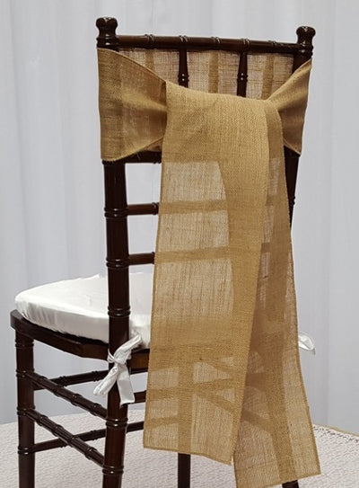 Natural Jute Burlap Chair Sash | All Natural Hessian Chair Sashes | Natural Color | 8x108 size |