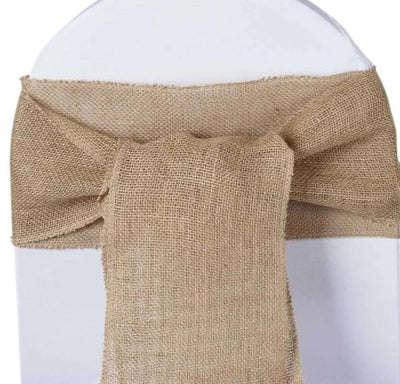 Natural Jute Burlap Chair Sash | All Natural Hessian Chair Sashes | Natural Color | 8x108 size |