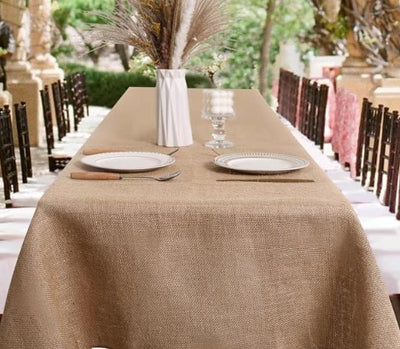 Natural Jute Burlap Table Linens | All Natural Hessian Tablecloths | Natural Color |