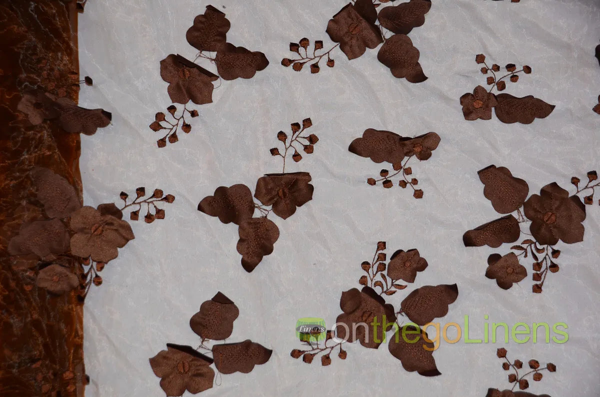 Brown Applique Organza