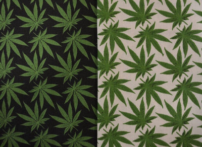 Marijuana Cannabis Leaf Cotton Fabric | Ganja Flower Cotton Fabric | 100% Cotton | Hemp Leaf Pattern |