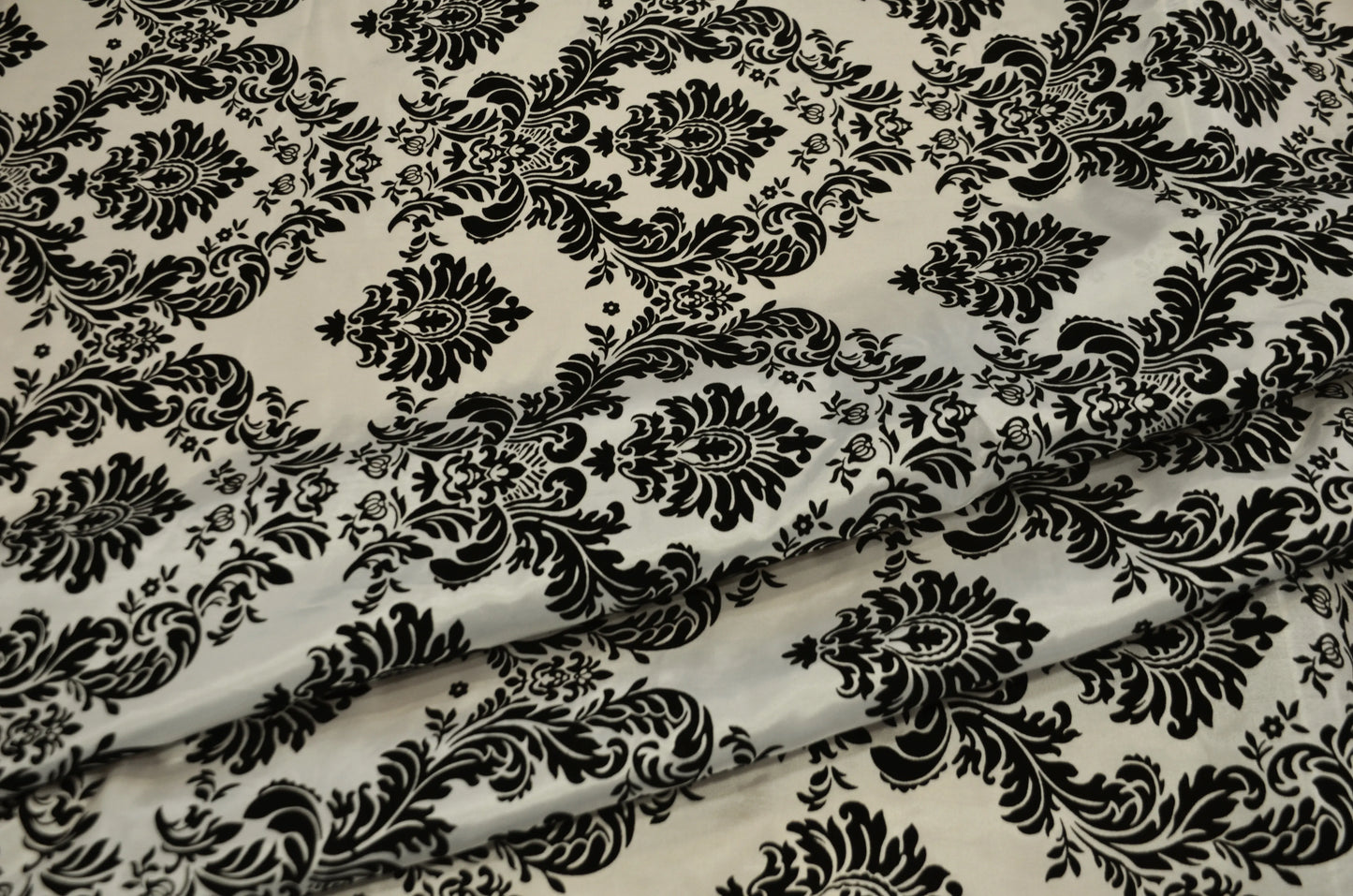 Damask Flocking Ivory on Black