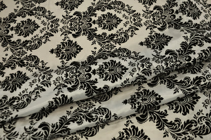 Damask Flocking Ivory on Black