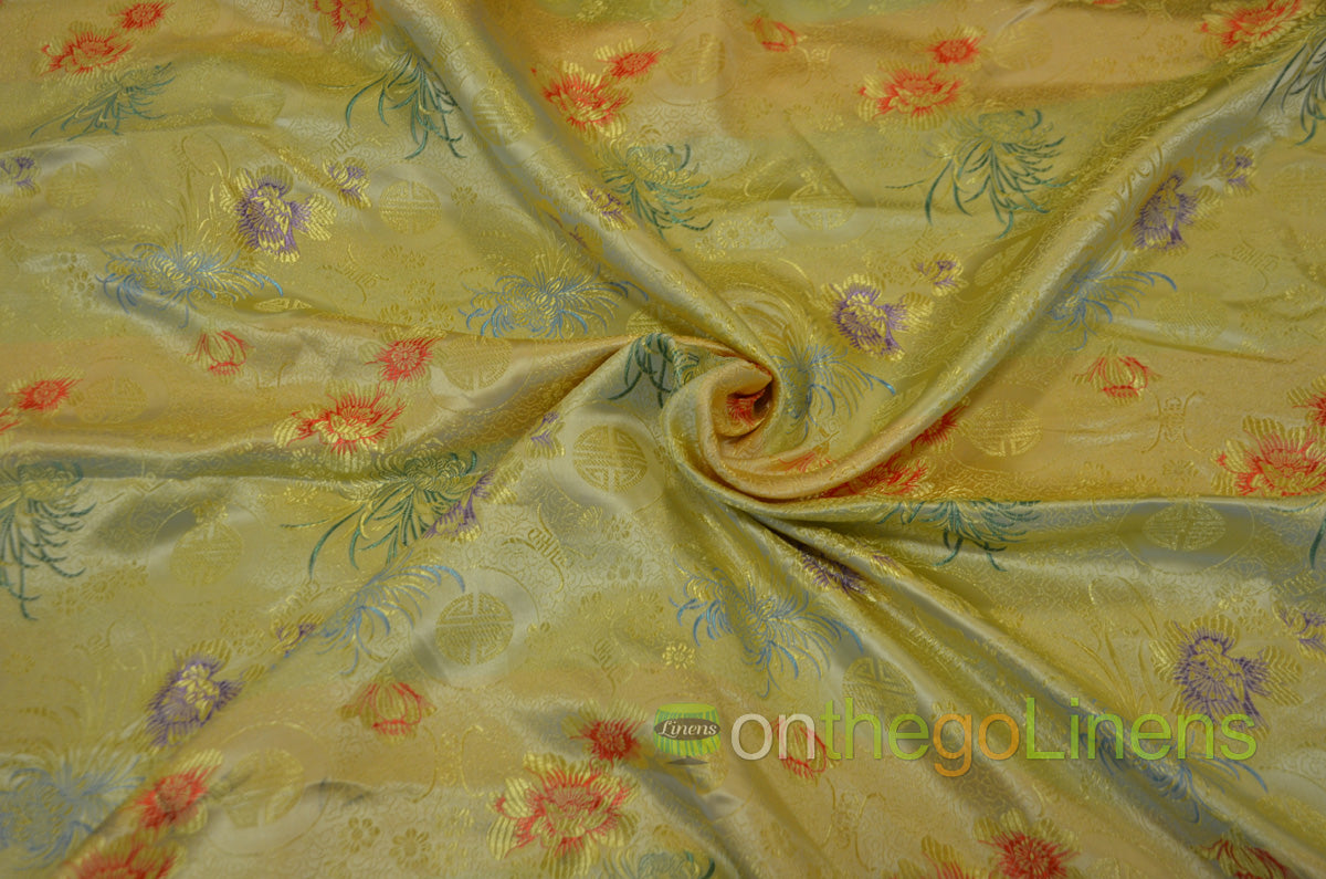 45" Wide Chinese Brocade Flower Fabric by the Yard | Chinese Flower Fabric | Multiple Colors |
