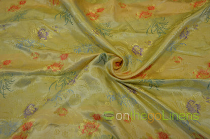 45" Wide Chinese Brocade Flower Fabric by the Yard | Chinese Flower Fabric | Multiple Colors |