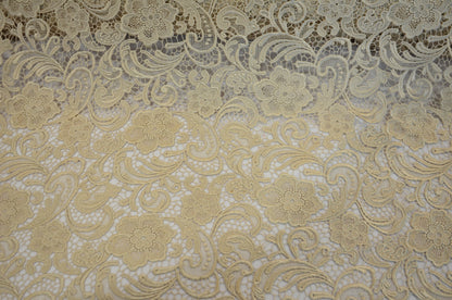 Guipure Lace Fabric by the Yard | Heavy Bridal Lace Fabric with Scallop Edges | 52" Wide | Multiple Colors |