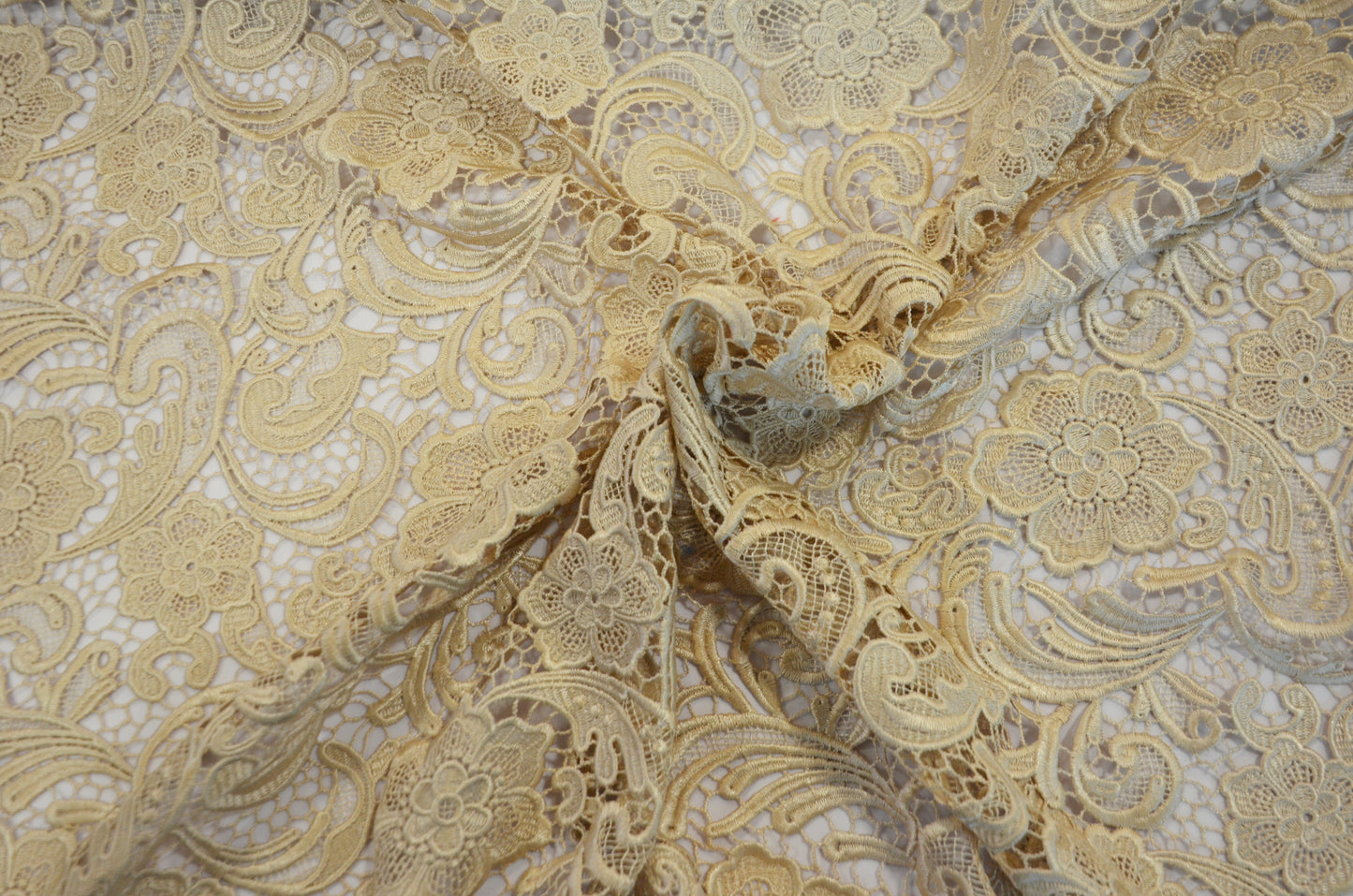 Guipure Lace Fabric by the Yard | Heavy Bridal Lace Fabric with Scallop Edges | 52" Wide | Multiple Colors |