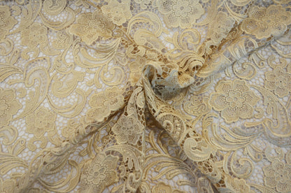 Guipure Lace Fabric by the Yard | Heavy Bridal Lace Fabric with Scallop Edges | 52" Wide | Multiple Colors |