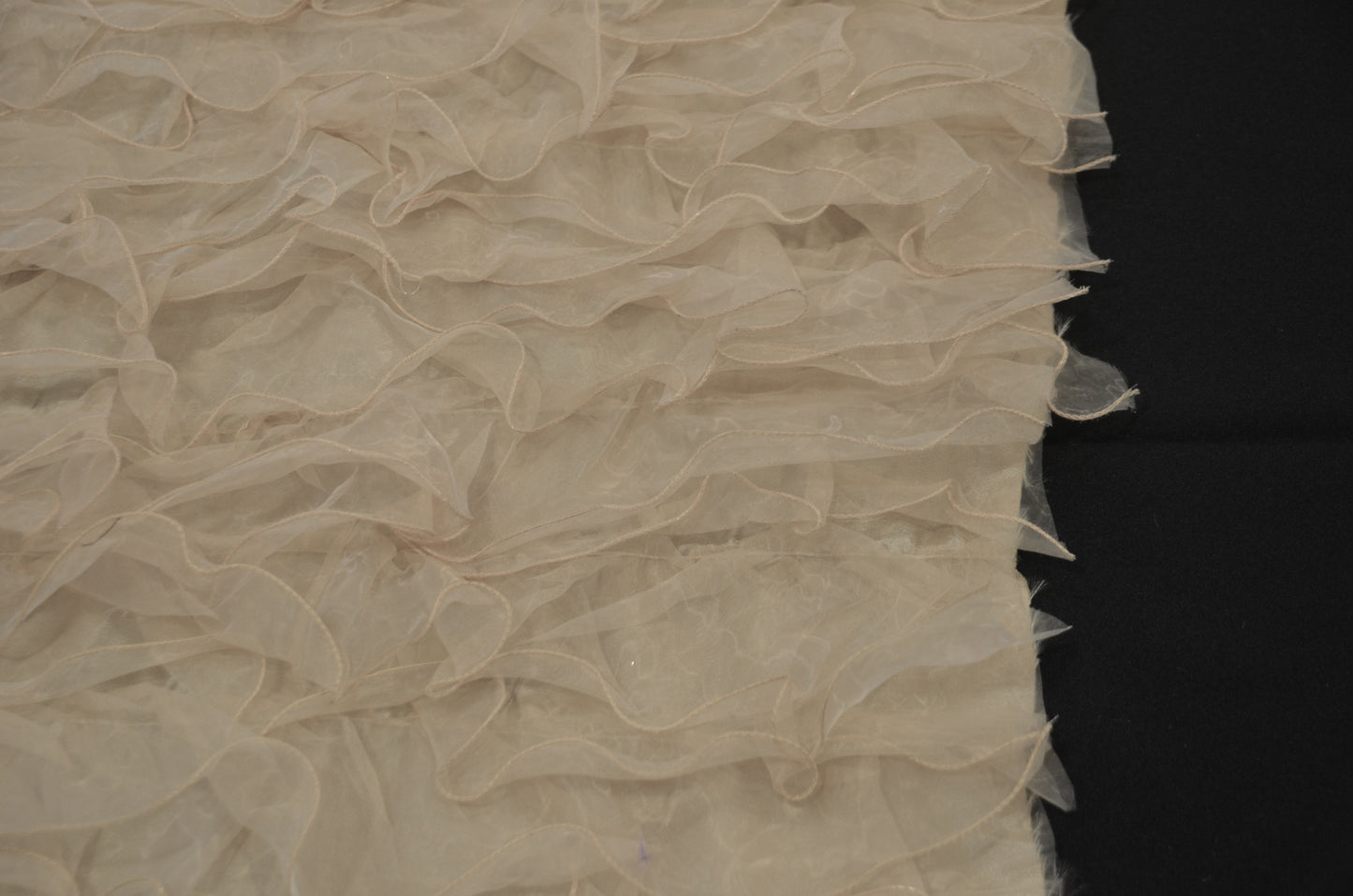 Layered Ruffle Taffeta Fabric by the Yard | Organza Ruffled Taffeta Fabric | 57" Wide | White Ivory Champagne Colors |