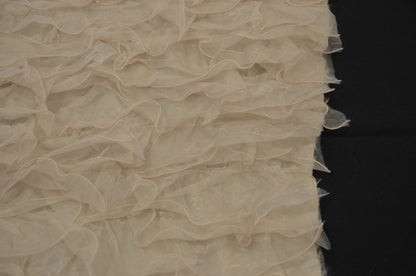 Layered Ruffle Taffeta Fabric by the Yard | Organza Ruffled Taffeta Fabric | 57" Wide | White Ivory Champagne Colors |