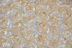 Rosette Satin Bordeaux Fabric by the Yard | Rosette Satin Flower on Mesh Background | Multiple Colors |