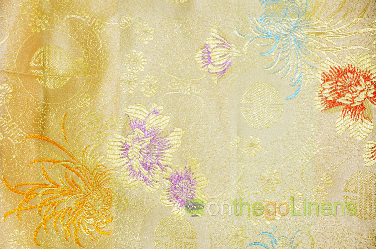 45" Wide Chinese Brocade Flower Fabric by the Yard | Chinese Flower Fabric | Multiple Colors |