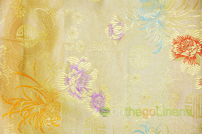 45" Wide Chinese Brocade Flower Fabric by the Yard | Chinese Flower Fabric | Multiple Colors |