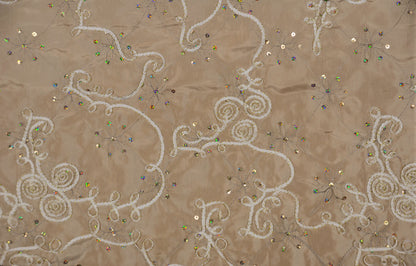 Ribbon Taffeta with Sequins Fabric by the Yard | Sequins Ribbon Taffeta Fabric | 54" Wide |