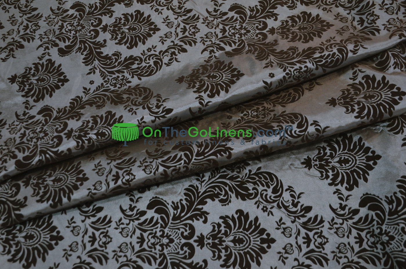 Damask Flocking Taffeta Fabric by the Yard | Flocking Velvet Damask Fabric | 60" wide |