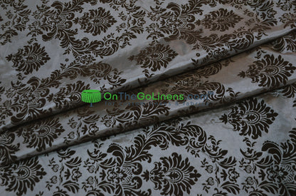 Damask Flocking Taffeta Fabric by the Yard | Flocking Velvet Damask Fabric | 60" wide |