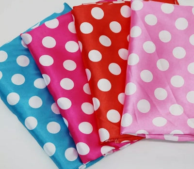 Polka Dot Charmeuse Satin Print Fabric by the Yard | 60" Wide | Large Dots |