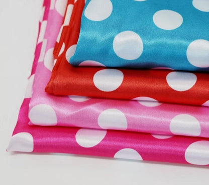 Polka Dot Charmeuse Satin Print Fabric by the Yard | 60" Wide | Large Dots |