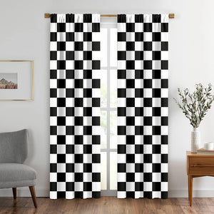 3.5" Checkers Lamour Satin Prints | Event Drapery Custom Manufactured | Black White Checkers |