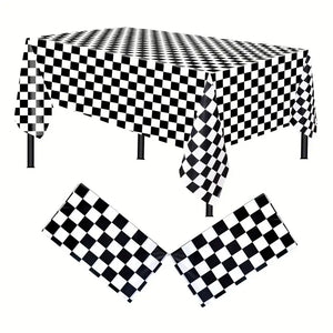 3.5" Checkers Lamour Satin | Tablecloth, Table Linens, Table Drapes, Overlays | Black White Checker |