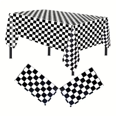 1" Checkers Lamour Satin | Tablecloth, Table Linens, Table Drapes, Overlays | Two Colors Available |