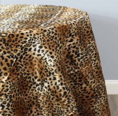 Cheetah Charmeuse Satin Tablecloth, Table Overlay, Table Drapes and Banquets