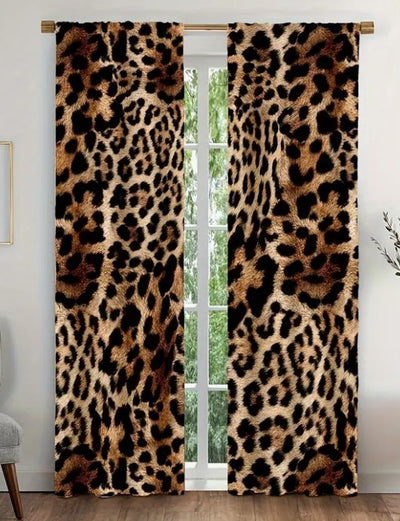Cheetah Charmeuse Satin Event Drape Panels | Soft and Smooth Cheetah Pattern Drapery Curtains |