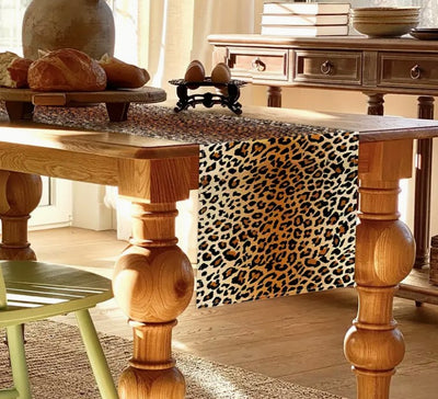 Cheetah Charmeuse Satin Table Runners | Soft Silky Cheetah Table Runners |