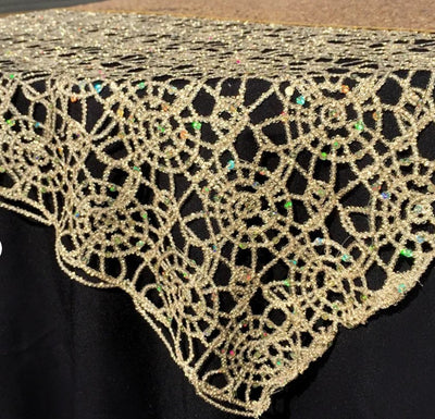 Chemical Lace Chain Embroidery Table Overlay and Table Banquet | Multiple Colors |