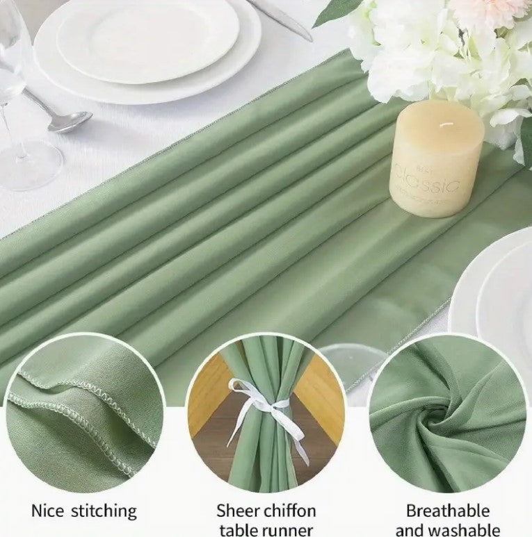 IFR Two Tone Chiffon Table Runners | Cationic Chiffon Table Runners | Multiple Colors and Sizes |