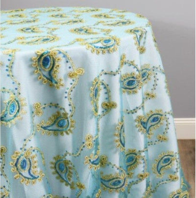 Coco Paisley Embroidery Table Overlays | Metallic Coco Paisley Embroidery Overlays | Multiple Colors |