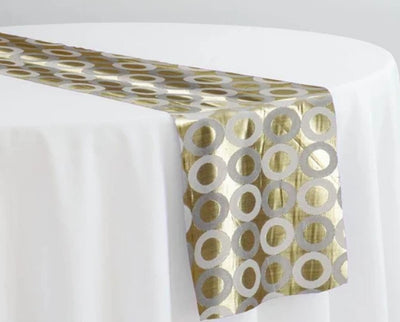 Reversible Contempo Brocade Table Runners | Gold and Silver Metallic Contempo Table Runners |